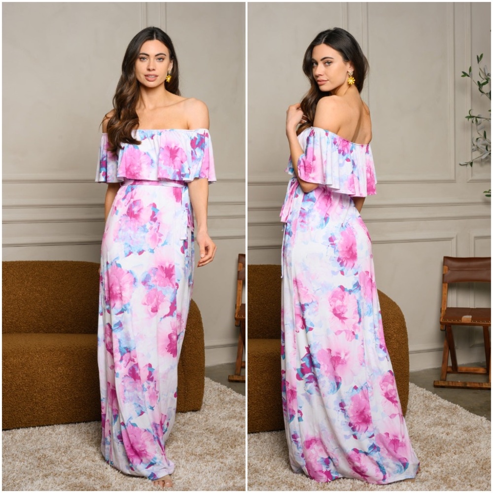 #21 Off Shoulder floral Maxi Dress